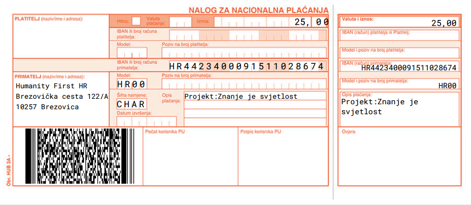 Uplatnica 25€ -